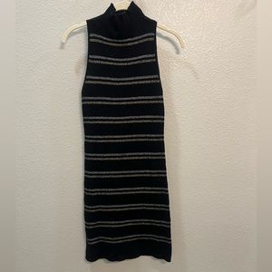 Black turtleneck sweater dress with sparkle detail
